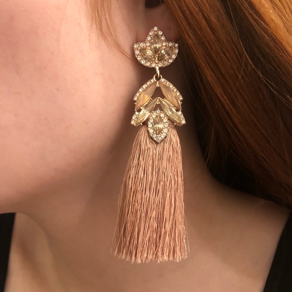 Blush Pink Rhinestone Dangle Earrings